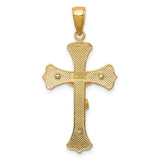 10k Yellow Gold Crucifix Pendant with Detailed Christ Figure and Filigree Design