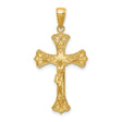 10k Yellow Gold Crucifix Pendant with Detailed Christ Figure and Filigree Design