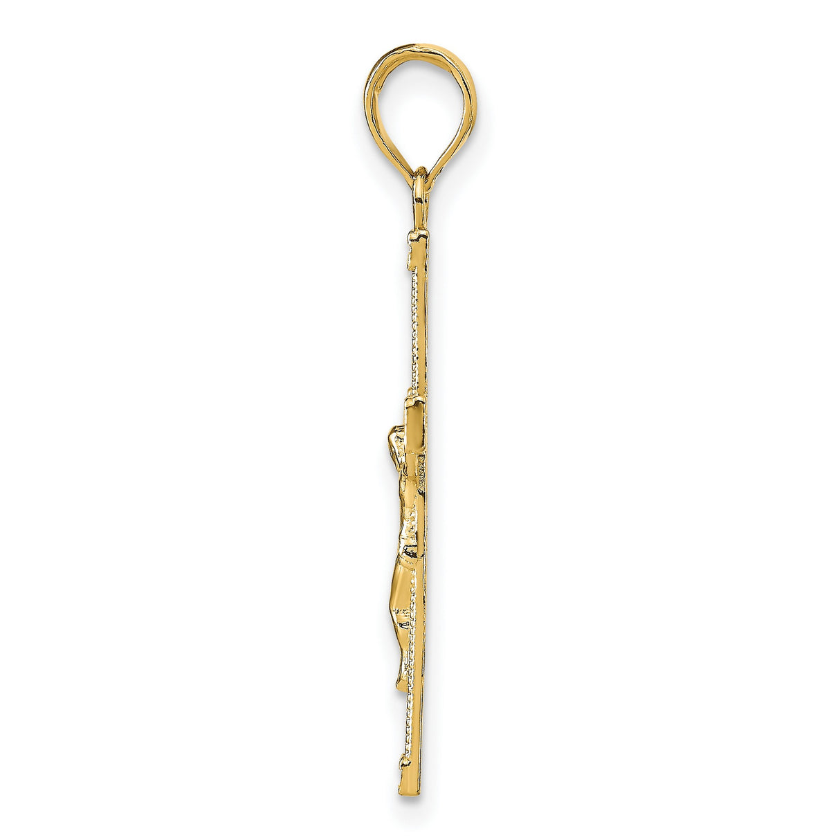 10k Yellow Gold Crucifix Pendant with Beveled Edges and Diamond Cut Detail