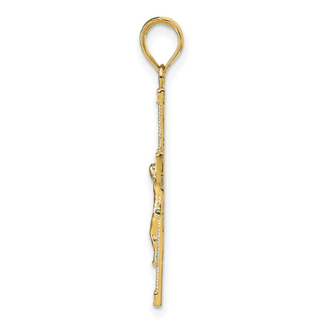 10k Yellow Gold Crucifix Pendant with Beveled Edges and Diamond Cut Detail