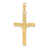 10k Yellow Gold Crucifix Pendant with Beveled Edges and Diamond Cut Detail