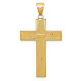 10k Yellow Gold Crucifix Cross Pendant, Textured Latin Design, Christian Jewelry Charm