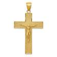 10k Yellow Gold Crucifix Cross Pendant, Textured Latin Design, Christian Jewelry Charm