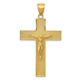 10k Yellow Gold Crucifix Cross Pendant, Textured Latin Design, Christian Jewelry Charm