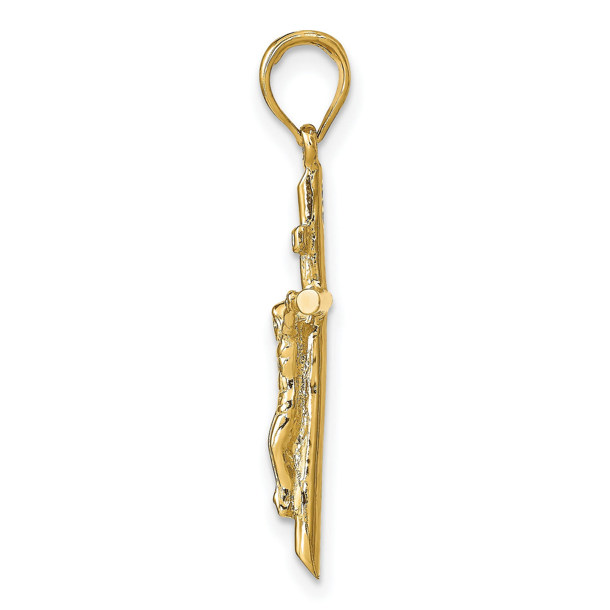 10k Yellow Gold Crucifix Pendant with Sculpted Jesus and INRI Symbol Religious Charm