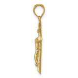 10k Yellow Gold Crucifix Pendant with Sculpted Jesus and INRI Symbol Religious Charm