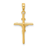 10k Yellow Gold Crucifix Pendant with Sculpted Jesus and INRI Symbol Religious Charm