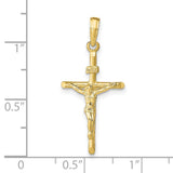 10k Yellow Gold Crucifix Pendant with Sculpted Jesus and INRI Symbol Religious Charm