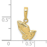 10k Yellow Gold Praying Hands Pendant, Religious Christian Symbol Jewelry for Men or Women