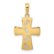 Cross with Footprints Charm Pendant in Real 10k Multi-Tone Gold