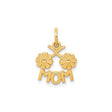 10k Yellow Gold Mom Pendant with Two Flowers, Sentimental Floral Charm for Women