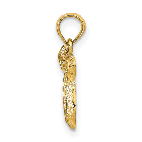 10k Yellow Gold Chai Pendant with Ornate Detailing, Hebrew Life Symbol Jewelry