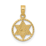 10k Yellow Gold Star of David Pendant with Hebrew Chai Symbol, Unisex Judaica Charm