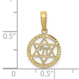 10k Yellow Gold Pendant with Star of David and Hebrew Chai Symbol, Unisex Jewish Charm