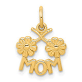 10k Yellow Gold Mom Pendant with Two Flowers, Sentimental Floral Charm for Women