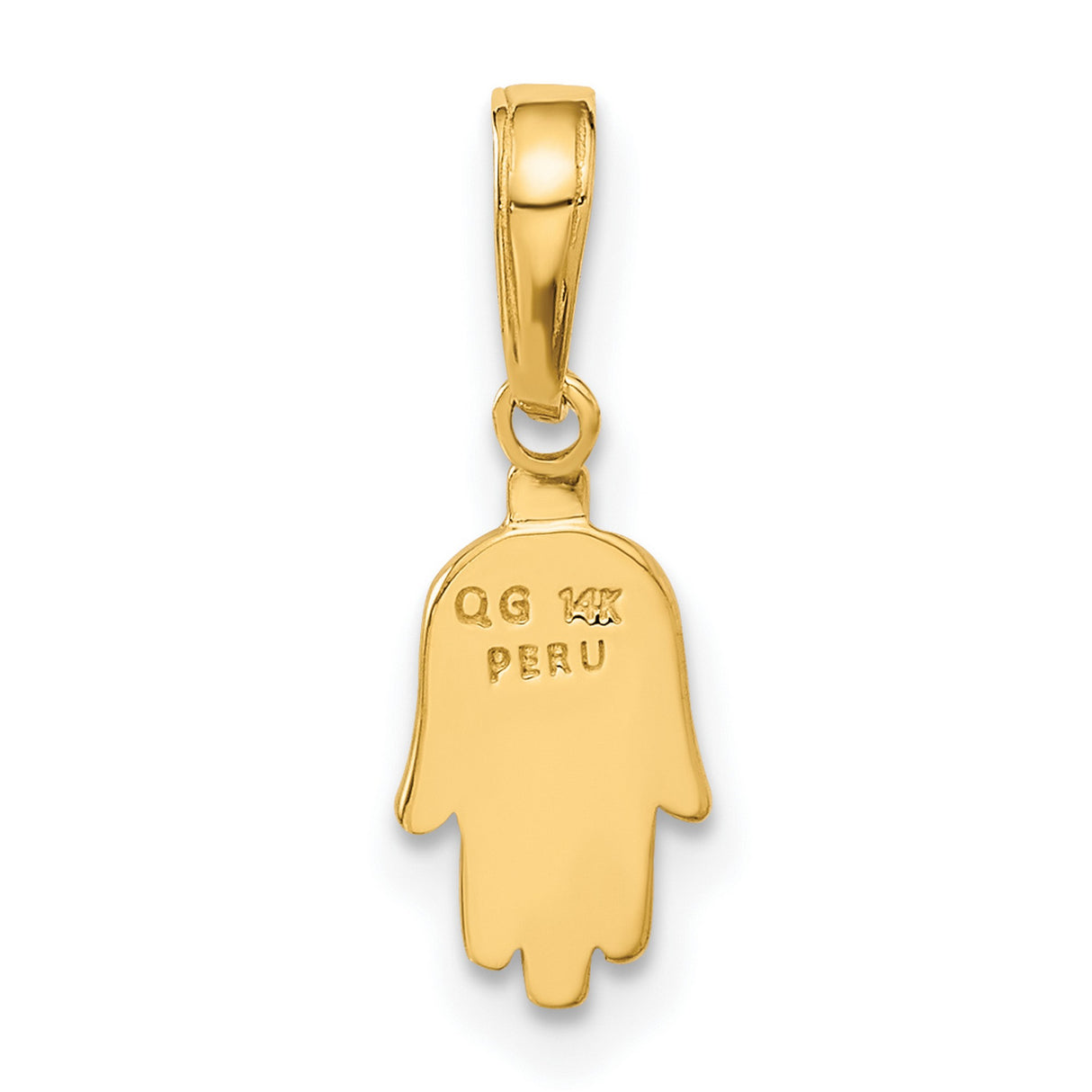10k Yellow Gold Hamsa Hand Pendant, Symbolic Protection Amulet for Women and Unisex Wear