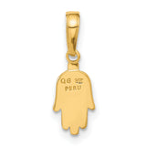 10k Yellow Gold Hamsa Hand Pendant, Symbolic Protection Amulet for Women and Unisex Wear