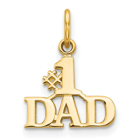 #1 Dad Charm Pendant in Real 10k Yellow Gold