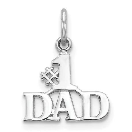 #1 Dad Charm Pendant in Real 10k White Gold