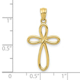 10k Yellow Gold Cross Pendant with Ribbon and Infinity Design for Men and Women