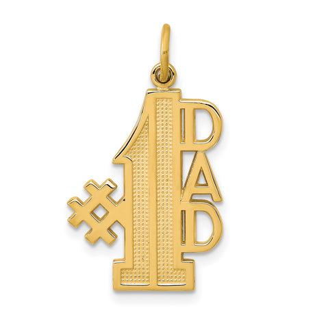 #1 DAD Charm Pendant in Real 10k Yellow Gold