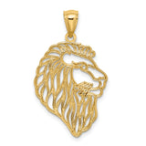 Diamond-Cut Lion Profile Charm Pendant in Real 10k Yellow Gold