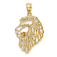 Diamond-Cut Lion Profile Charm Pendant in Real 10k Yellow Gold