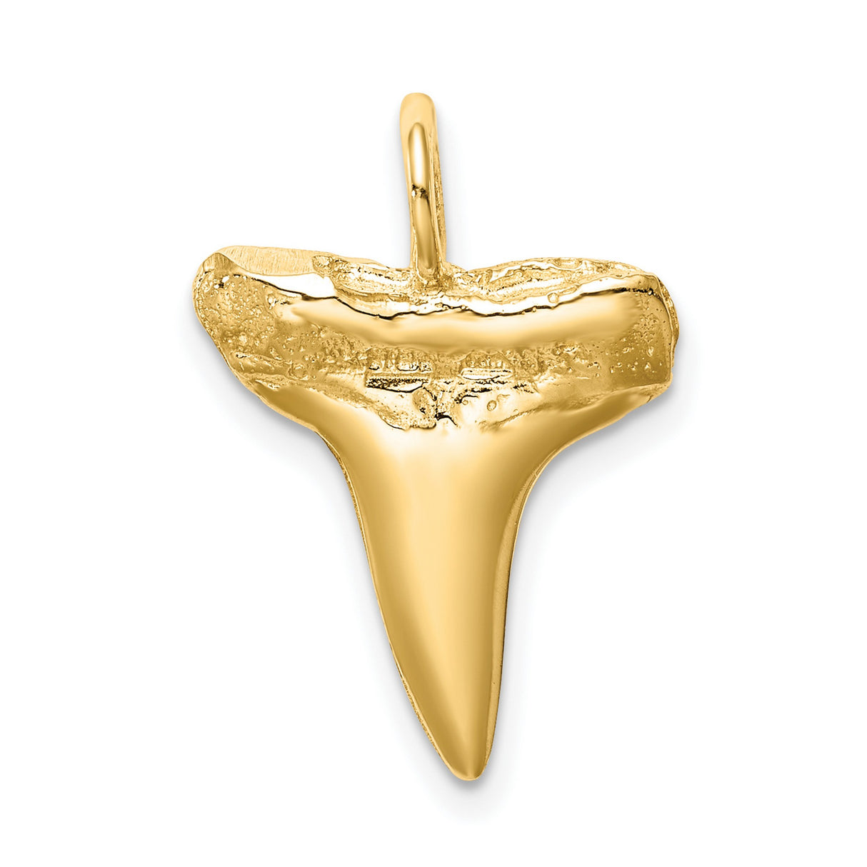 10k Yellow Gold Shark Tooth Pendant, Fossil-Inspired Marine Animal Charm for Men or Unisex Wear