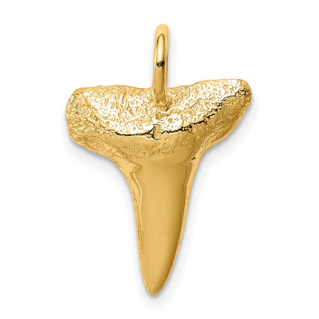 10k Yellow Gold Shark Tooth Pendant, Fossil-Inspired Marine Animal Charm for Men or Unisex Wear