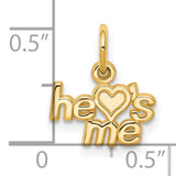 10k Yellow Gold Pendant Charm with He Loves Me Inscription, Romantic Love Jewelry for Women