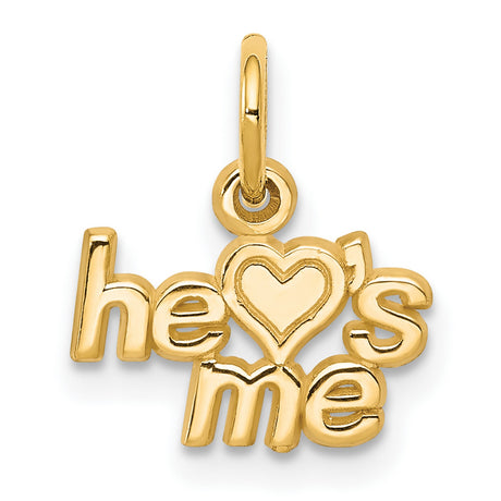 He Loves Me Charm Pendant in Real 10k Yellow Gold