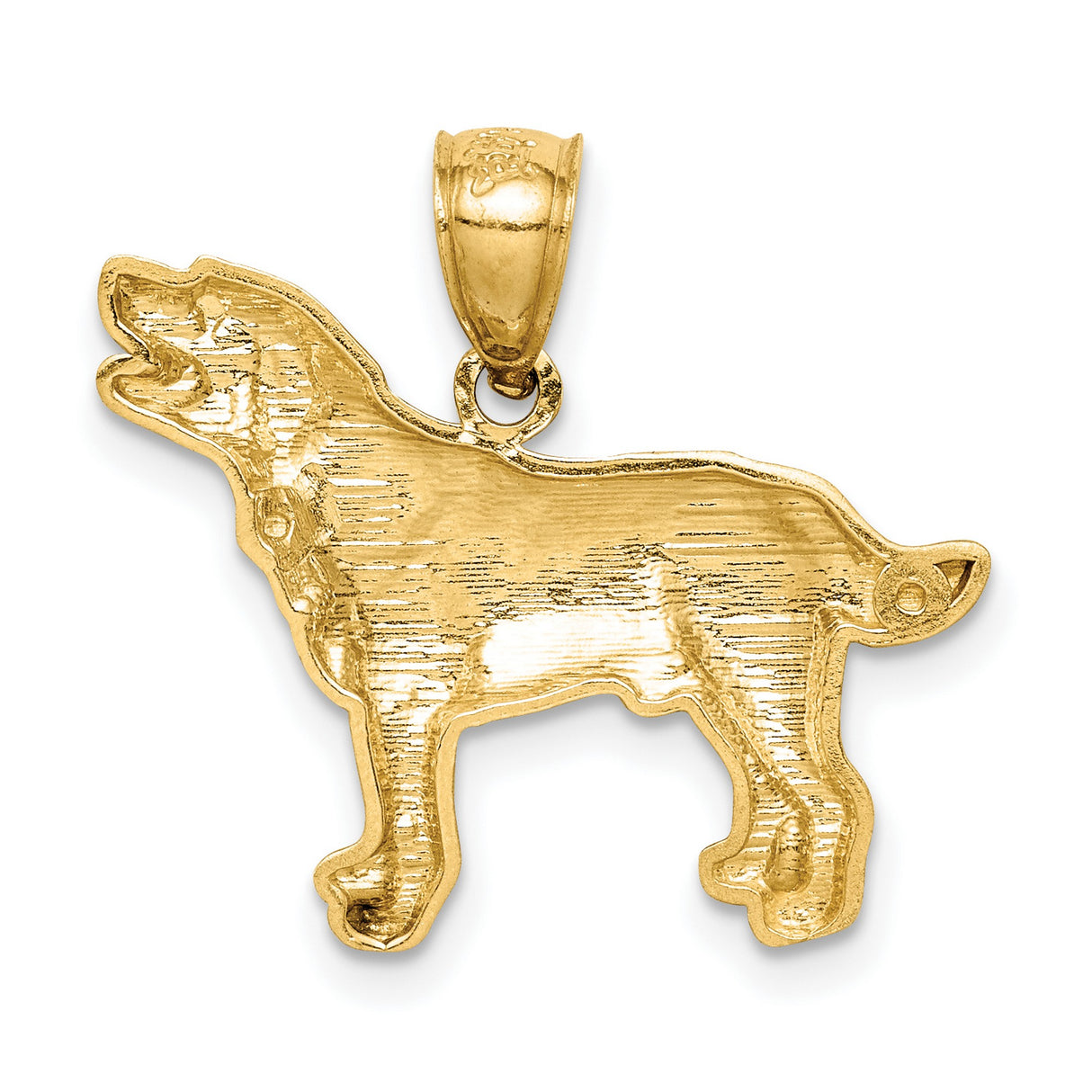 10k Yellow Gold Retriever Dog Pendant, Detailed Canine Charm for Necklace or Bracelet