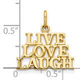 10k Yellow Gold Live Love Laugh Charm Pendant, Motivational Block Letter Jewelry for Women