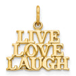 10k Yellow Gold Live Love Laugh Charm Pendant, Motivational Block Letter Jewelry for Women
