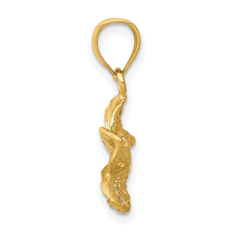 10k Yellow Gold Orchid Flower Pendant with Openwork Floral Design and Textured Finish