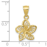 10k Yellow Gold Orchid Flower Pendant with Openwork Floral Design and Textured Finish