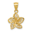 10k Yellow Gold Orchid Flower Pendant with Openwork Floral Design and Textured Finish
