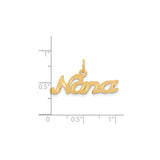 10k Yellow Gold Nana Script Pendant, Polished Cursive Charm for Women or Family Jewelry