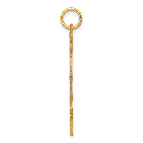 10k Yellow Gold Vertical Lettering Pendant, Bold Bitch Statement, Empowering Streetwear Charm