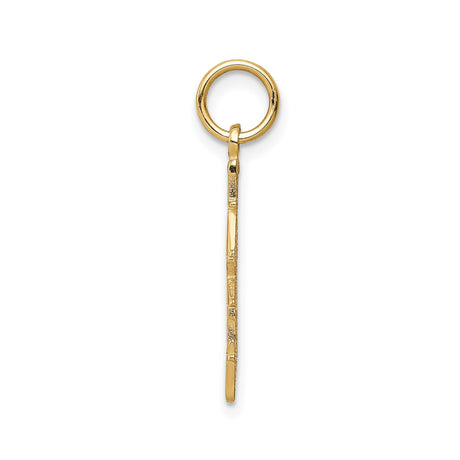 10k Yellow Gold TAKEN Letter Pendant Charm, Vertical Design, Unisex Minimalist Jewelry