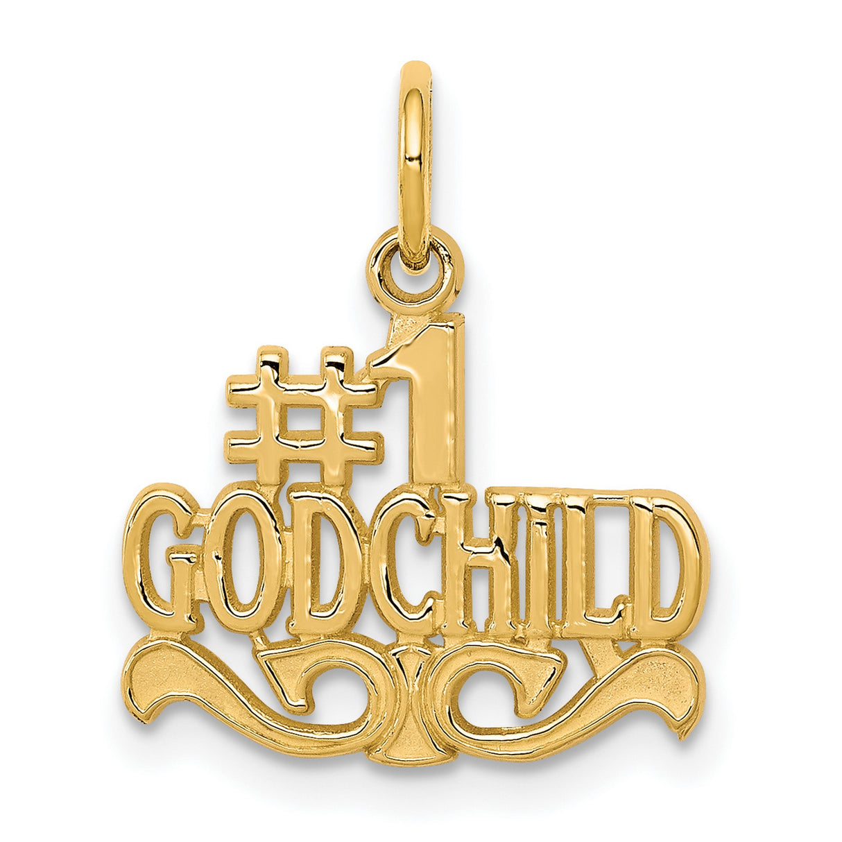 #1 Godchild Charm Pendant in Real 10k Yellow Gold