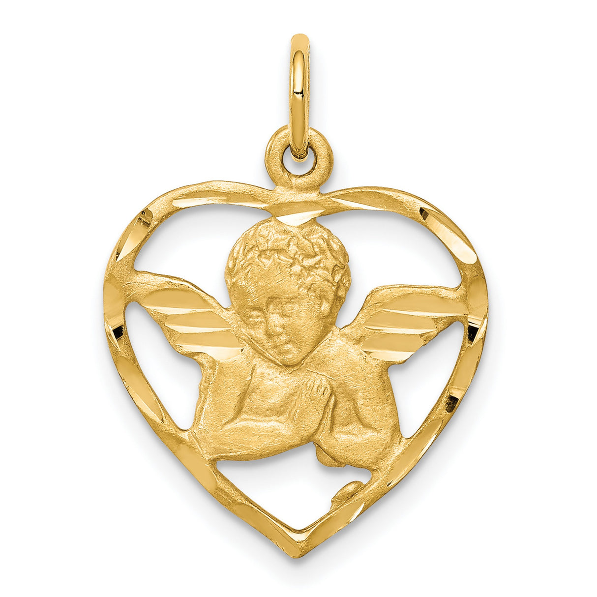 ANGEL HEART Charm Pendant in Real 10k Yellow Gold