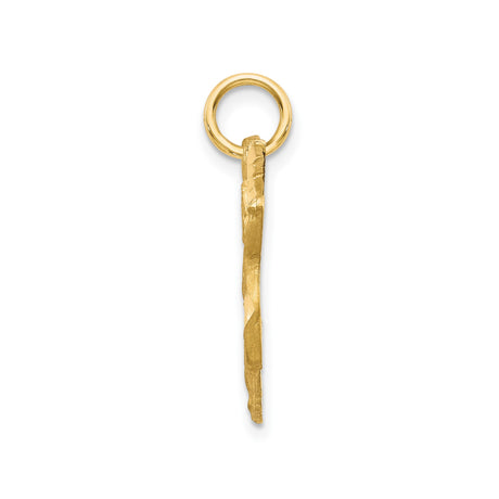 10k Yellow Gold Angel Charm Pendant with Textured Wings and Draped Cloth
