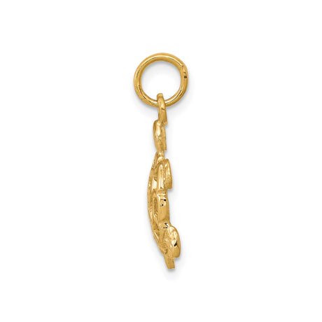 10k Yellow Gold Sea Turtle Pendant with Cutout Shell Design, Nautical Ocean Theme Jewelry
