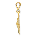 10k Yellow Gold Sea Turtle Pendant with Textured Shell and Flipper Detail