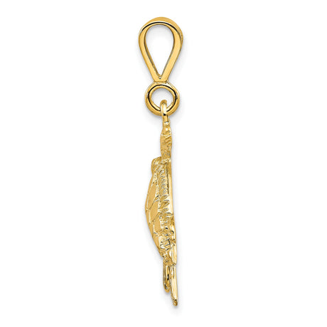 10k Yellow Gold Sea Turtle Pendant with Textured Shell and Flipper Detail