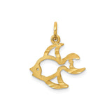 10k Yellow Gold Ichthys Fish Pendant, Open Christian Symbol of Faith for Women