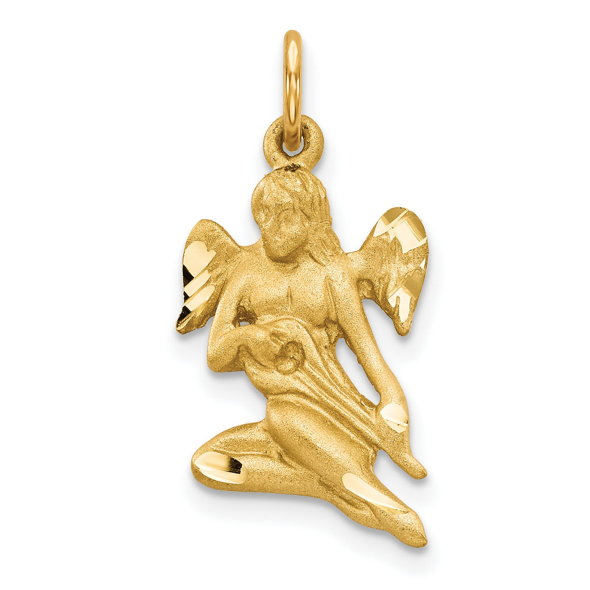 Angel Charm Pendant in Real 10k Yellow Gold