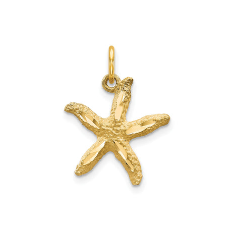 10k Yellow Gold Starfish Pendant with Textured Finish and Polished Accents