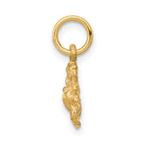 Solid Polished Crab Charm Pendant in Real 10k Yellow Gold